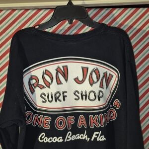 Vintage Ron Jon Navy Blue Long Sleeve Tee with Red Accents